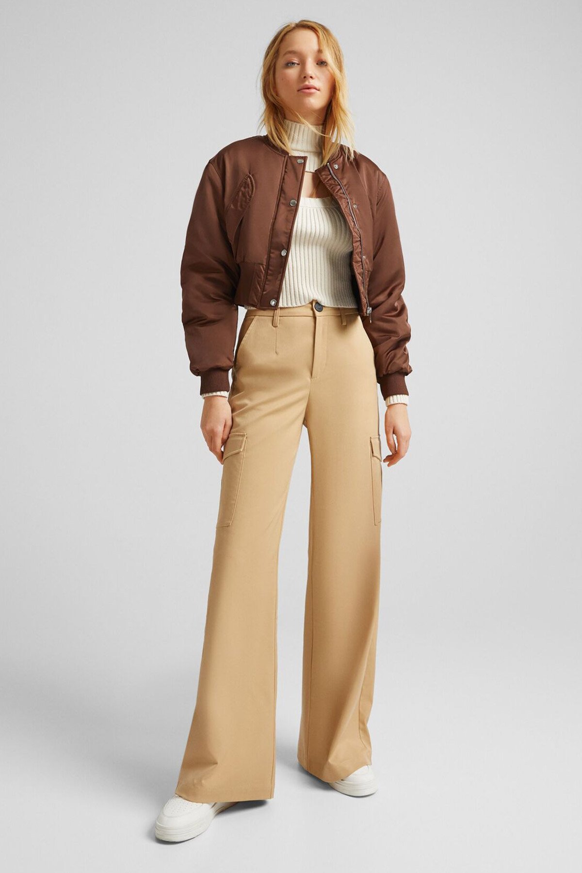 Cropped Satin Bomber Jacket - Imagem 4