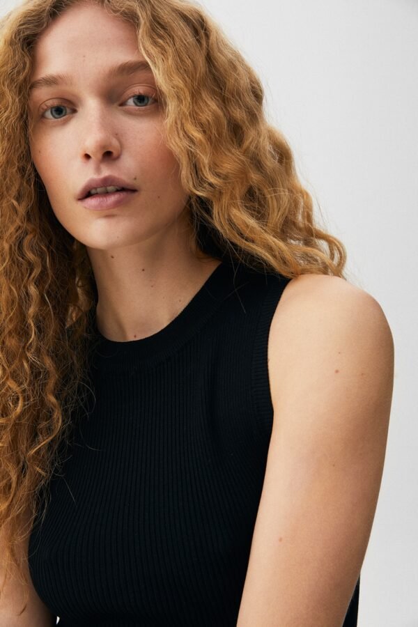 Sleeveless Ribbed Short Dress Black - Imagem 3